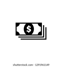 Money Icon In Flat Style Vector For App, UI, Websites. Black Finance Icon Vector Illustration.