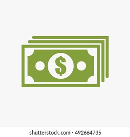 Money icon flat. Vector illustration