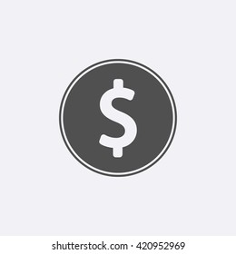 Money Icon. Gray Dollar Cash Isolated On Background. Modern Simple Flat Sign. Flat Dolar Symboll For Web Site Design, Mobile App. Business, Internet Concept. Logo Illustration.