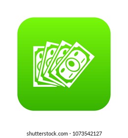 Money icon green vector isolated on white background