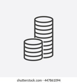 Money icon. Grey coins flat vector illustration