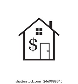 money icon with house, vector icon