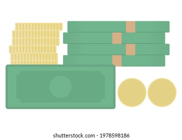 money icon and illustration, vector