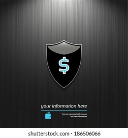 Money icon, image on the shield, design background