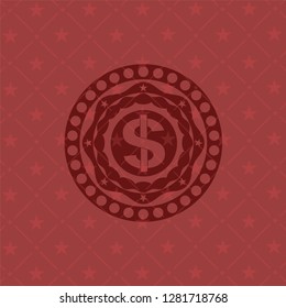 money icon inside badge with red background