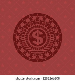money icon inside badge with red background