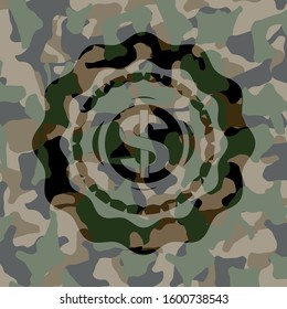 money icon inside camouflage emblem