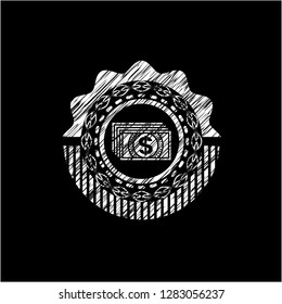 money icon inside chalk emblem