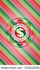 money icon inside christmas badge background.