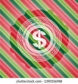 money icon inside christmas emblem.