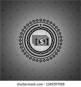 money icon inside dark emblem