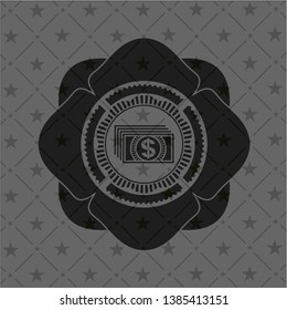 money icon inside dark emblem