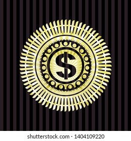 money icon inside gold badge or emblem