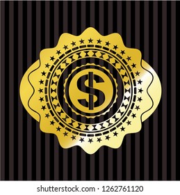 money icon inside gold shiny badge