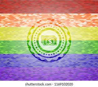 money icon inside lgbt colors emblem 