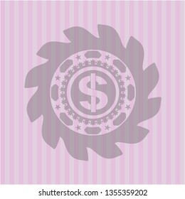 money icon inside pink emblem