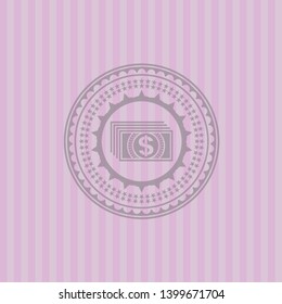 money icon inside pink emblem