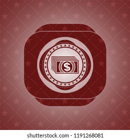 money icon inside red emblem. Vintage.