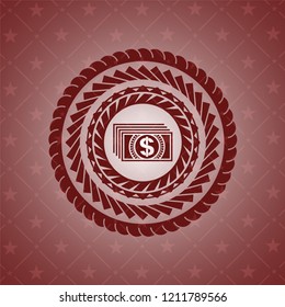 money icon inside red emblem. Vintage.