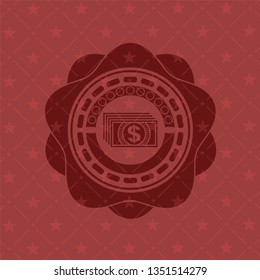 money icon inside red emblem. Vintage.