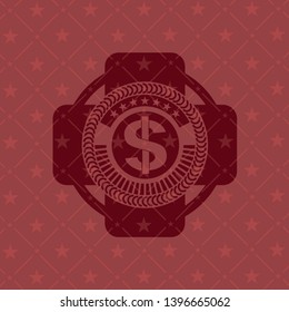 money icon inside red icon or emblem