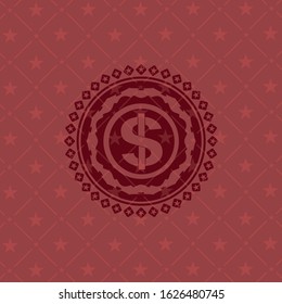 money icon inside red emblem. Vintage.
