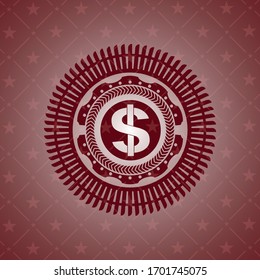 icono del dinero dentro del emblema rojo