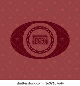 money icon inside retro red emblem