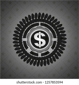 money icon inside retro style black emblem