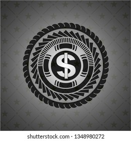 money icon inside retro style black emblem