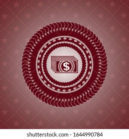 money icon inside retro style red emblem