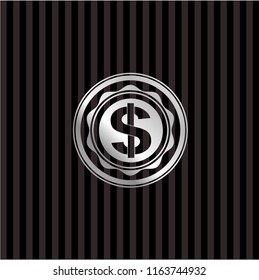 money icon inside silver badge or emblem