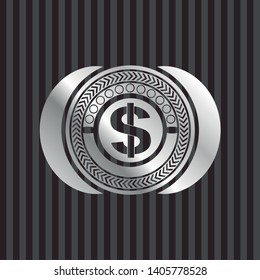 money icon inside silver badge