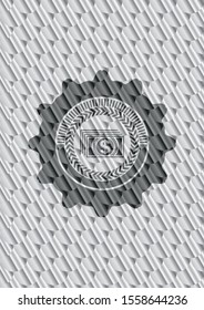 money icon inside silver color badge or emblem. Scales pattern. Vector Illustration. Detailed.