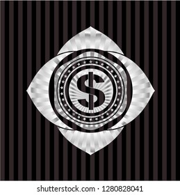 money icon inside silver emblem