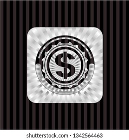 money icon inside silver shiny emblem
