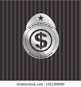 money icon inside silvery emblem