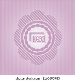 money icon inside vintage pink emblem