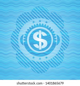money icon inside water concept style emblem.