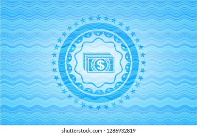 money icon inside water representation badge.