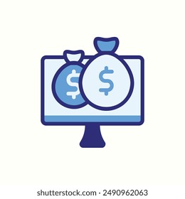 icono de dinero, aislado icono azul tema comercio electrónico