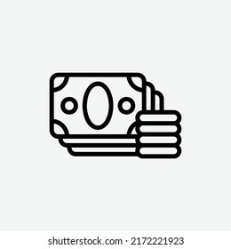  money icon, isolated business plan outline icon in light grey background, perfect for website, blog, logo, graphic design, social media, UI, mobile app