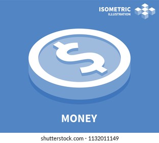 Money icon. Isometric template for web design in flat 3D style. Vector illustration.