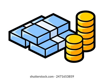Money icon in isometry style. Finance image for website, app, logo, UI design.