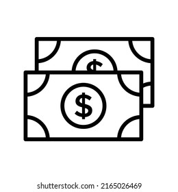 Money Icon. Line Art Style Design Isolated On White Background