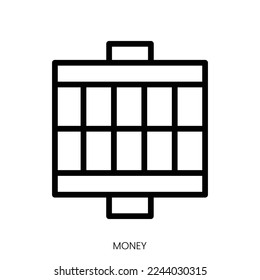 money icon. Line Art Style Design Isolated On White Background