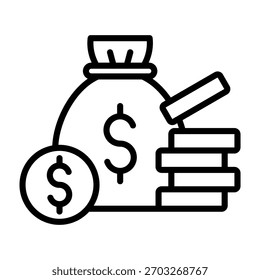Ilustración vectorial de diseño de línea de icono de dinero