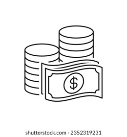 Money icon line style isolated on white background. Vector illustration