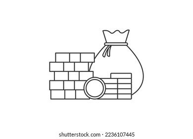 Diseño vectorial de línea de iconos de dinero