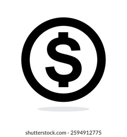 Money icon line vector. Dollar coin icon outline circle finance sign symbol isolated on white background